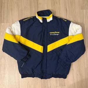 Vintage Goodyear #1 in Racing Blue Yellow Puffer Jacket Size M